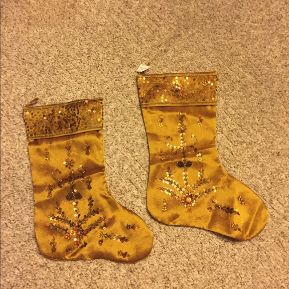 🎈Flash sale🎈NWT 2 gold Christmas stocking - Picture 1 of 7
